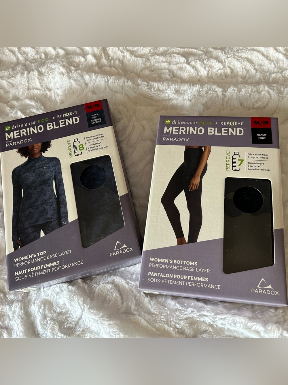 NWT Paradox Medium Merino Blend navy print top and black bottoms